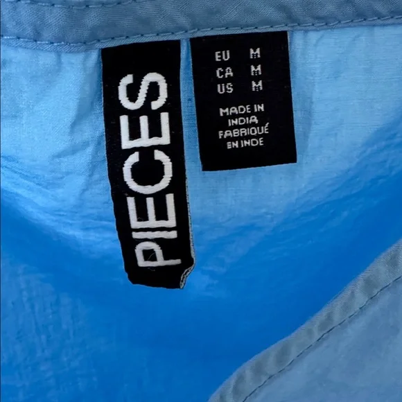 Pieces Light Blue Ruched Blouse Size M - Picture 2 of 4